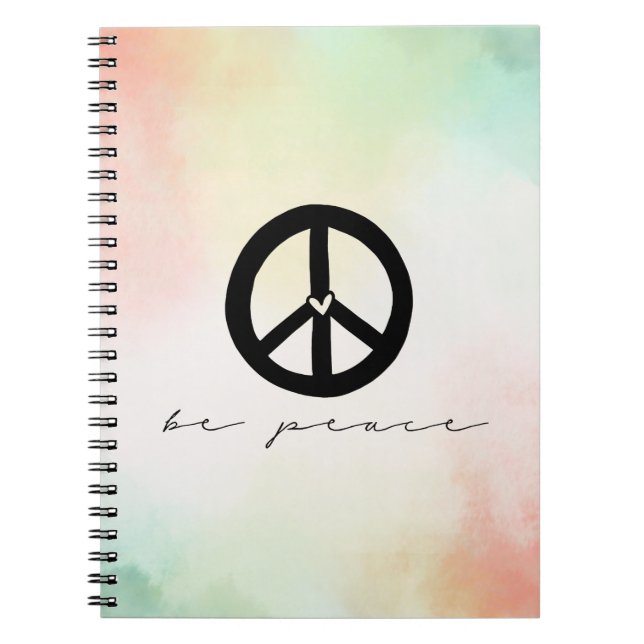 Red Yellow Blush Tie Dye Peace Notebook (Front)