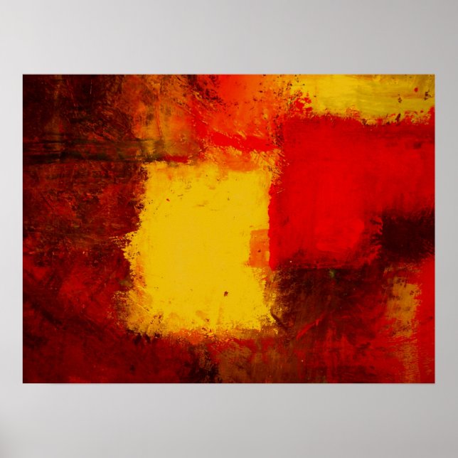 Red Yellow Brown Modern Abstract Art Poster (Front)