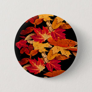 Red Yellow Brown Orange Autumn Leaves 6 Cm Round Badge