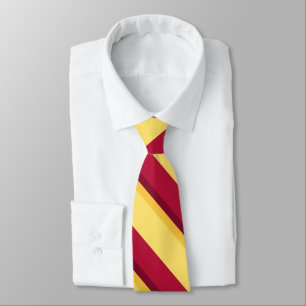 Red Yellow Burgundy and Gold Diagonally-Stripe Tie
