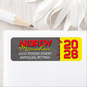 Red & Yellow Chalkboard Graduation Return Address