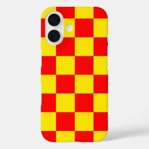 Red Yellow Check Chequered Pattern Design iPhone 16 Case