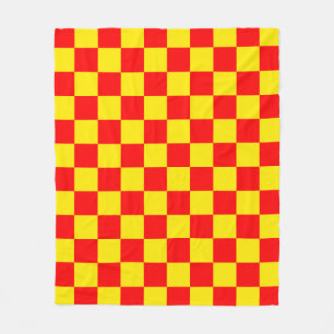 Red Yellow Check Chequered Pattern Design Fleece Blanket