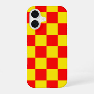 Red Yellow Check Chequered Pattern Design iPhone 16 Case