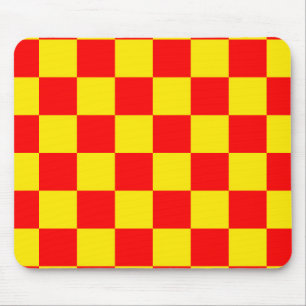 Red Yellow Check Chequered Pattern Design Mouse Pad