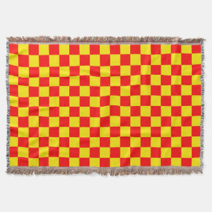 Red Yellow Check Chequered Pattern Design Throw Blanket