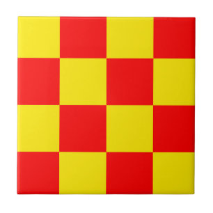 Red Yellow Check Chequered Pattern Design  Tile
