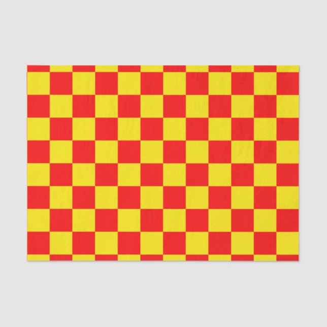 Red Yellow Check Chequered Pattern Design  Tissue Paper (Front)