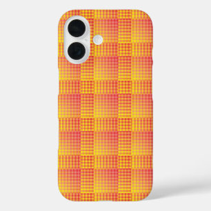 Red Yellow Checker Abstract Pattern iPhone 16 Case