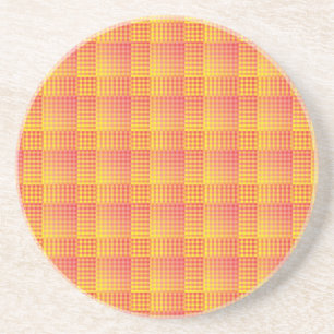 Red Yellow Checker Abstract Pattern Coaster