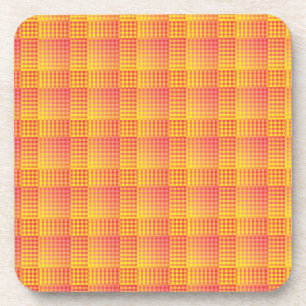 Red Yellow Checker Abstract Pattern Coaster