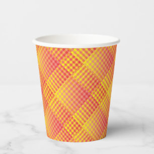 Red Yellow Checker Abstract Pattern Paper Cups