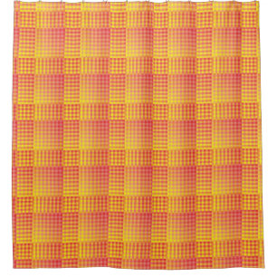 Red Yellow Checker Abstract Pattern Shower Curtain