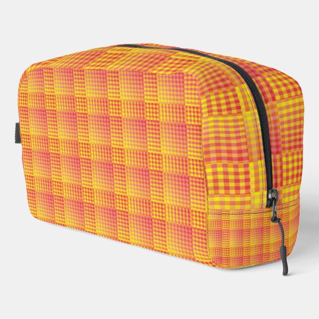 Red Yellow Checker Abstract Pattern Toiletry Bag (Right Corner)