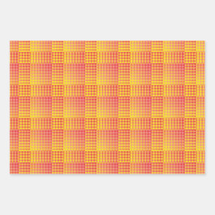 Red Yellow Checker Abstract Pattern Wrapping Paper Sheet