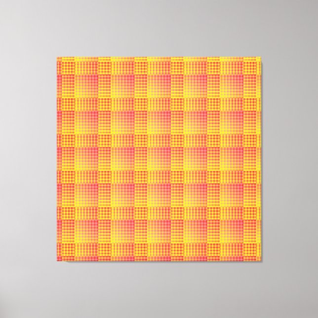 Red Yellow Chequered Abstract Pattern Canvas Print (Front)