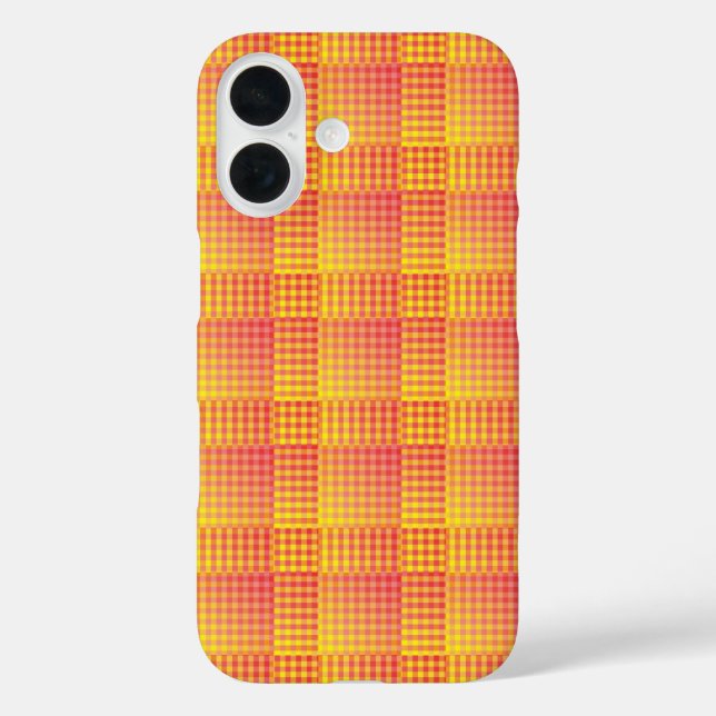 Red Yellow Chequered Abstract Pattern Case-Mate iPhone Case (Back)