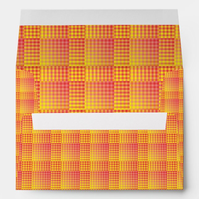 Red Yellow Chequered Abstract Pattern Envelope (Back (Bottom))