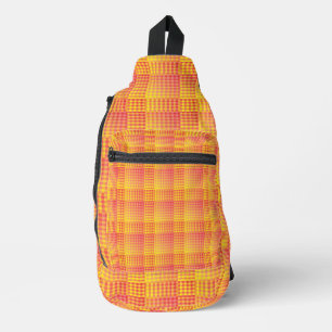 Red Yellow Chequered Abstract Pattern Sling Bag