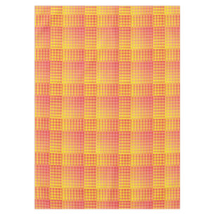 Red Yellow Chequered Abstract Pattern Tablecloth