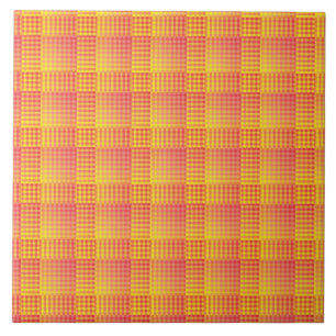 Red Yellow Chequered Abstract Pattern Tile