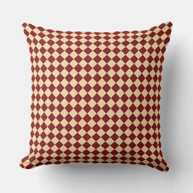Red Yellow Chequered Diamond Pattern  Cushion (Front)