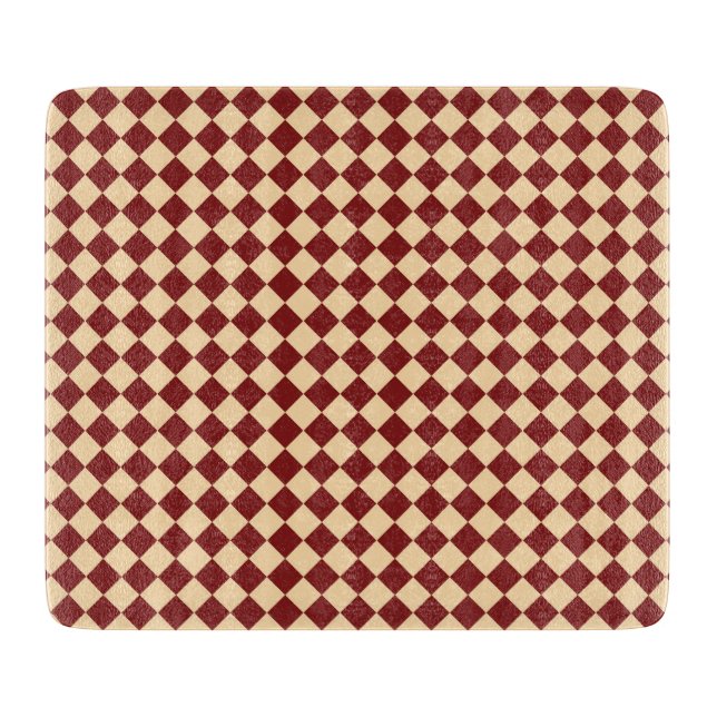 Red Yellow Chequered Diamond Pattern Cutting Board (Front)