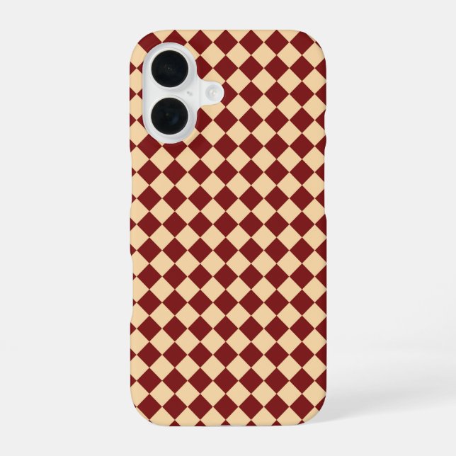 Red Yellow Chequered Diamond Pattern  iPhone 16 Case (Back)