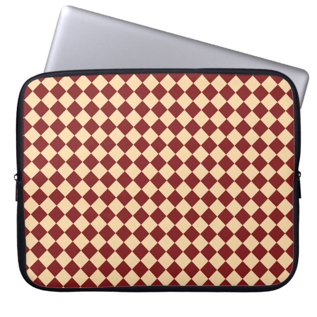 Red Yellow Chequered Diamond Pattern Laptop Sleeve (Front)