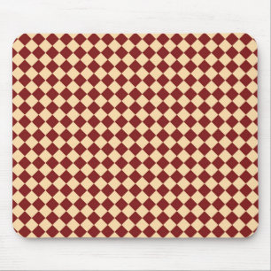 Red Yellow Chequered Diamond Pattern Mouse Pad