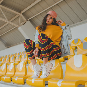 Red Yellow Chevrons  Capri Leggings