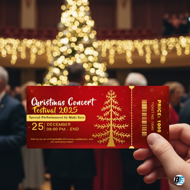 Red Yellow Christmas Concert Entry Ticket (Creator Uploaded)