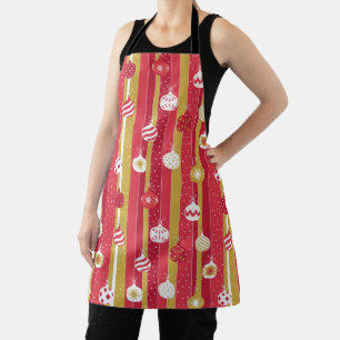 Red Yellow Christmas Tree Ornaments Apron