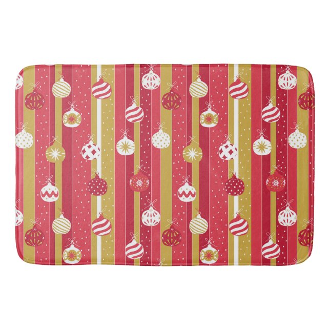 Red Yellow Christmas Tree Ornaments Bath Mat (Front)