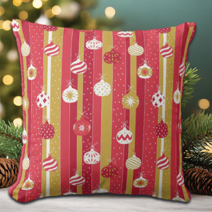 Red Yellow Christmas Tree Ornaments Cushion