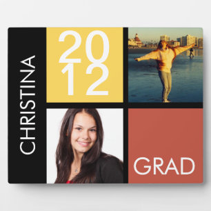 Red yellow color block class year graduation plaque
