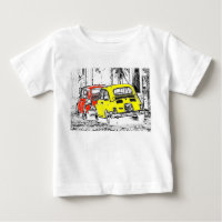 red yellow colour urban comic cartoon car