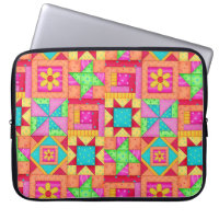 Red Yellow Colourful Patchwork Block Quilt Art