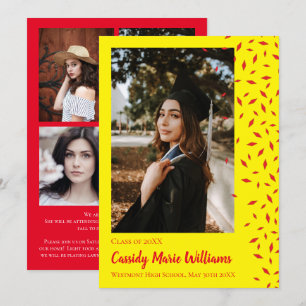 Red Yellow Confetti Graduation Announcement