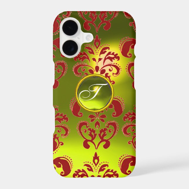 RED YELLOW DAMASK GEMSTONE MONOGRAM (Back)