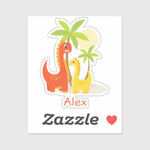 Red Yellow Dinosaur Personalised Sticker for Gifts