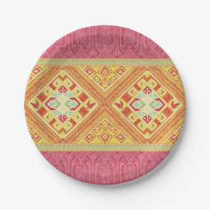 Red & Yellow Feathers Paper Plate