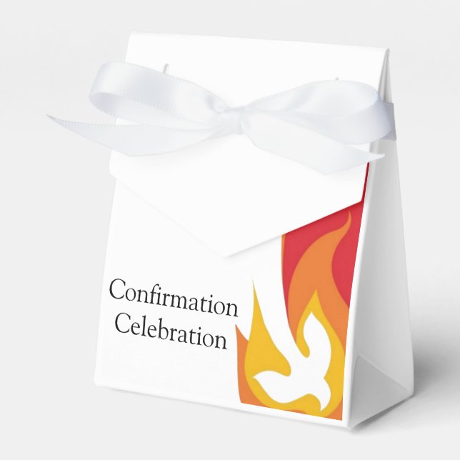 Red Yellow Fire and Dove Confirmation Custom Favour Box (Front Side)