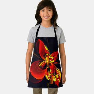 Red Yellow Floral Modern Abstract Art Pattern #10 Apron