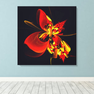 Red Yellow Floral Modern Abstract Art Pattern #10 Canvas Print