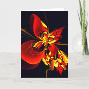 Red Yellow Floral Modern Abstract Art Pattern #10 Card