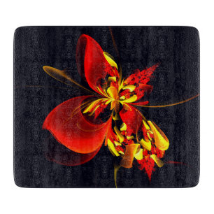 Red Yellow Floral Modern Abstract Art Pattern #10 Cutting Board