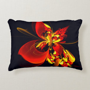 Red Yellow Floral Modern Abstract Art Pattern #10 Decorative Cushion