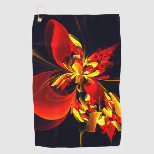 Red Yellow Floral Modern Abstract Art Pattern #10 Golf Towel