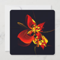 Red Yellow Floral Modern Abstract Art Pattern #10